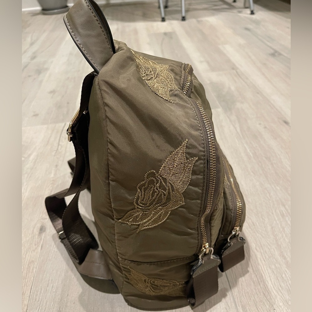 Zara Embroidered Olive Backpack - Picture 3 of 9